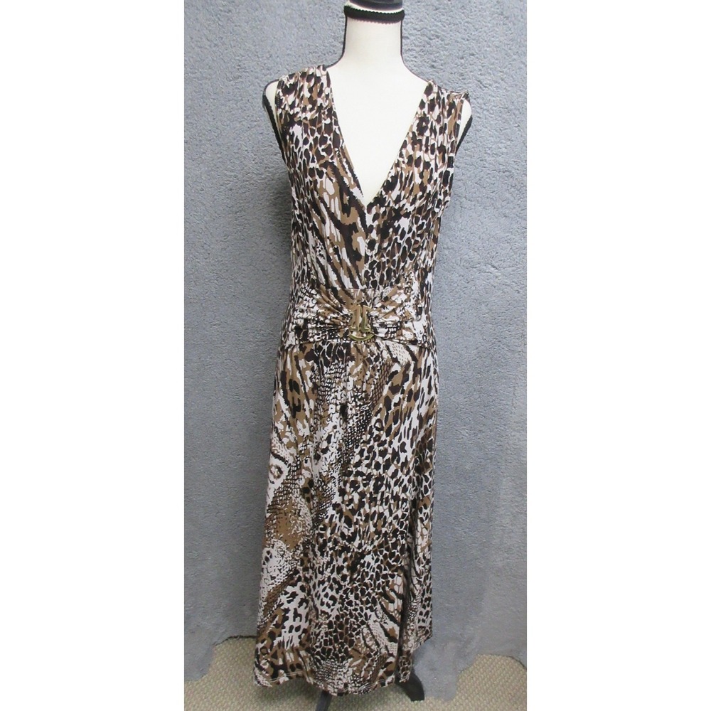 Liz Lange Maxi‎ Dress Womens Medium Animal Print Sleeveless Maternity Mob Wives